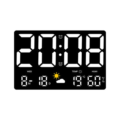 LED Alarm Clock with Weather Display 9.8 inch Temperature Humidity Monitor Remote Control Desk Wall Mount Digital Clock for Bedroom Office H