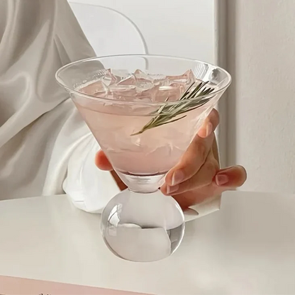 Spherical Cocktail Glass with Textured Rim for Martinis and Mixed Drinks | Home Bar Stemware