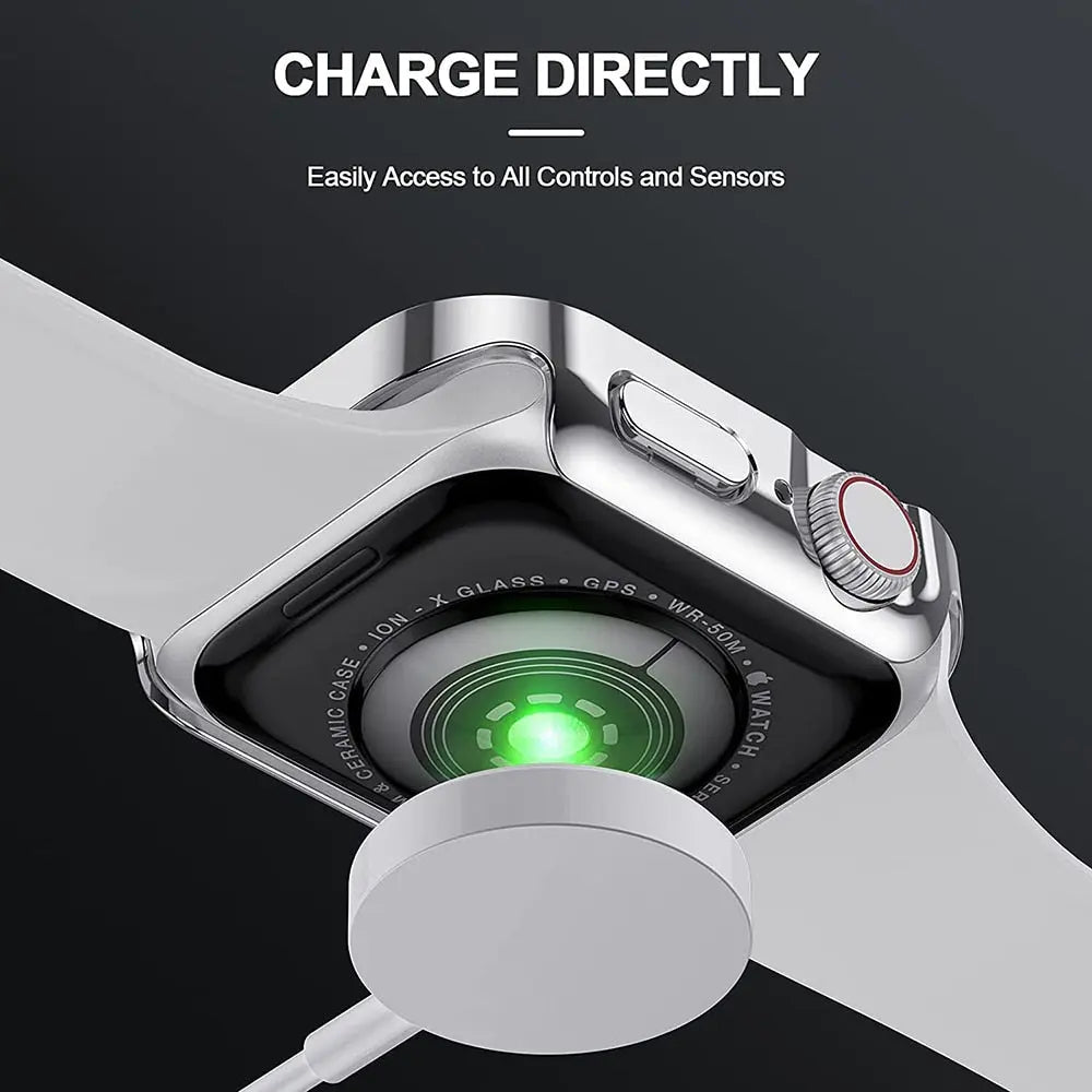 Snap-On Full-Coverage Screen & Body Shield for Apple Watch Series 4-9 – Tempered Glass & PC Armor