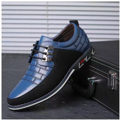 Men's Genuine Leather Slip-On Loafers – Perforated Dress Shoes for Work & Casual Wear