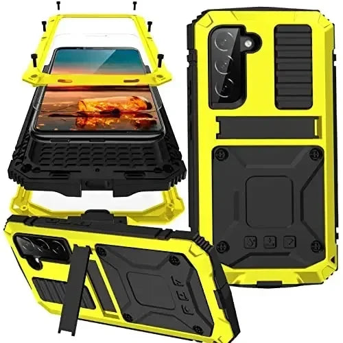 Aluminum Galaxy S26 Ultra Case with Screen Guard & Stand – Heavy Duty Shock Proof Cover for Samsung Galaxy S26 Plus, S26, S25 Ultra, S25