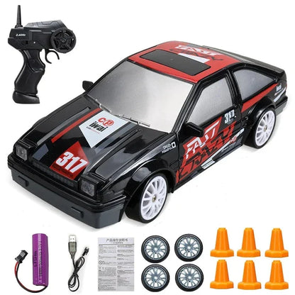 RC Mini Drift Car Remote Control Racing Toy with LED Lights & Rechargeable Battery for Kids & Adults