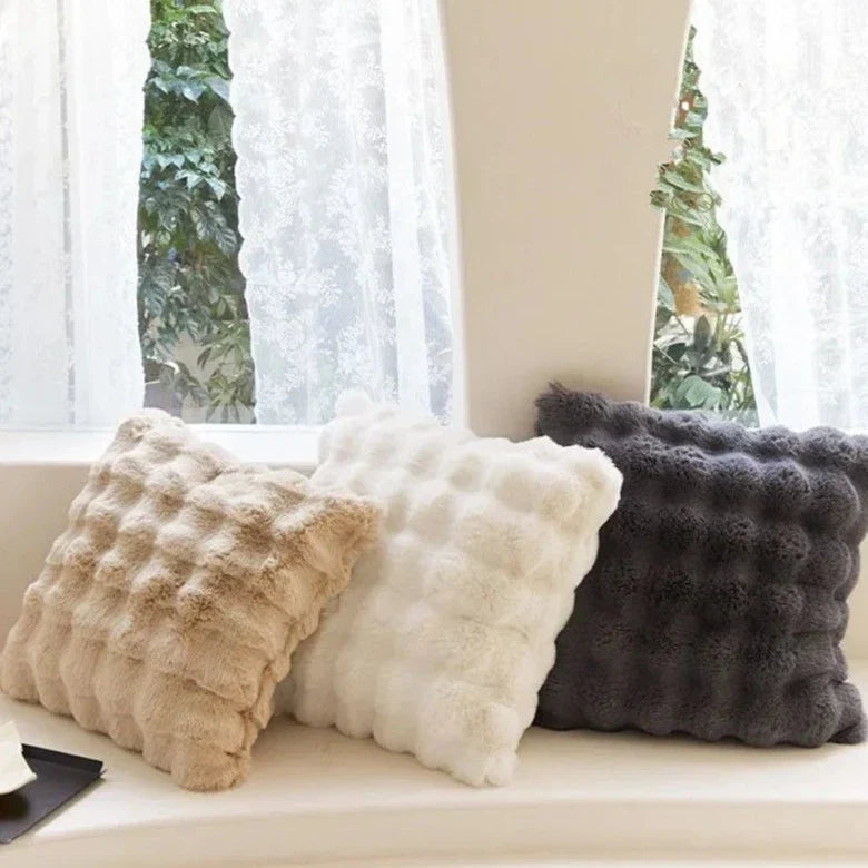 Plush Faux Fur Throw Pillow Case 18x18 or 20x20 Inch Square Cushion Cover Soft Decorative Accent for Sofa Couch Bedroom Living Room Washable