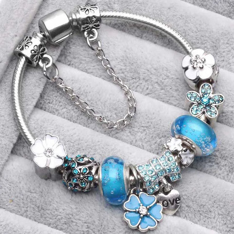 Nature's Elegance | Charm Bracelet for Women with Adjustable Fit | Elegant Peach Blossom Design for Any Occasion