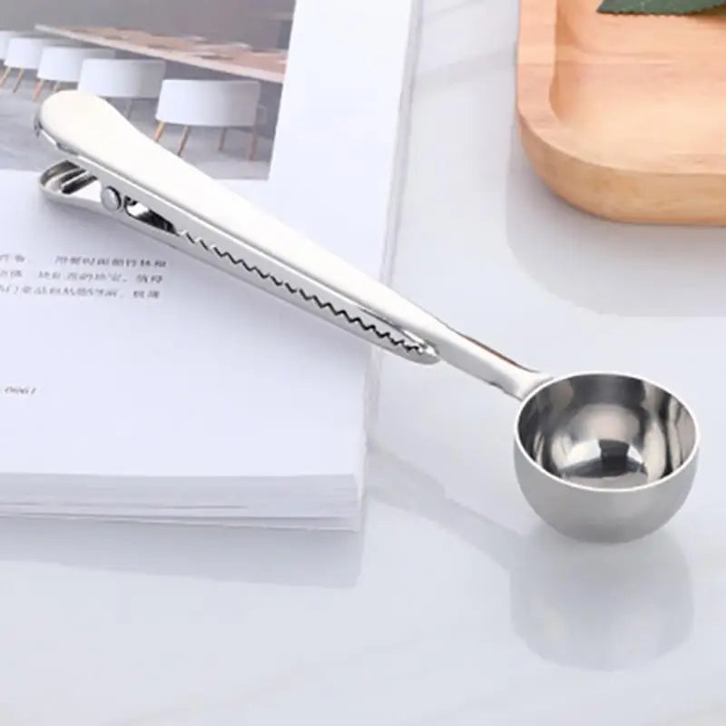 Stainless Steel Bag Sealer Scoop 7 Inch Dual Purpose Clip for Coffee Tea Storage Kitchen Pantry Organization Tool Silver Gold Black Rose Gol