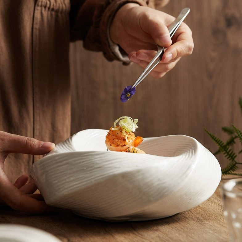 Spiral Ceramic Serving Bowl for Salad Soup Pasta Noodles Kitchen Dining Table Porcelain Dishwasher Safe 8 9 inch