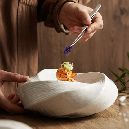 Spiral Ceramic Serving Bowl for Salad Soup Pasta Noodles Kitchen Dining Table Porcelain Dishwasher Safe 8 9 inch