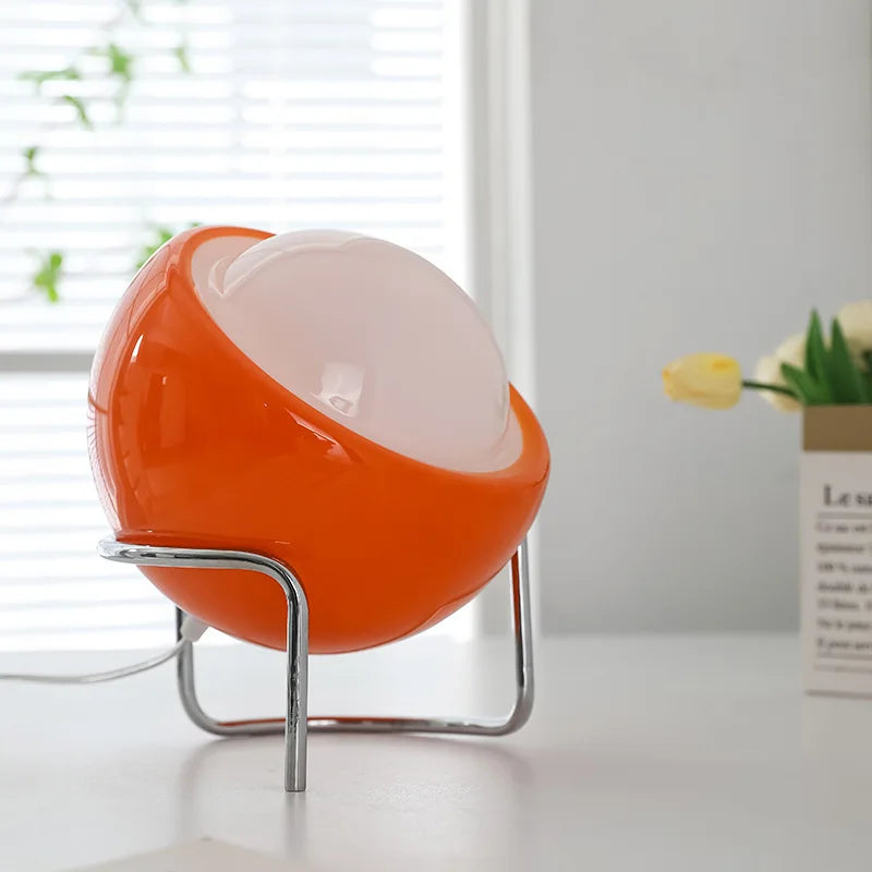 Glowing Sphere Desk Lamp with 3-Color LED Lighting – 8 in Amber Glass Orb for Nightstand, Office & Living Room