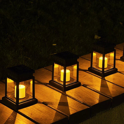 Solar Hanging Candle Lantern Waterproof Outdoor LED Garden Light for Patio Yard Pathway Deck Weatherproof Dusk to Dawn Sensor Black 5 Inch