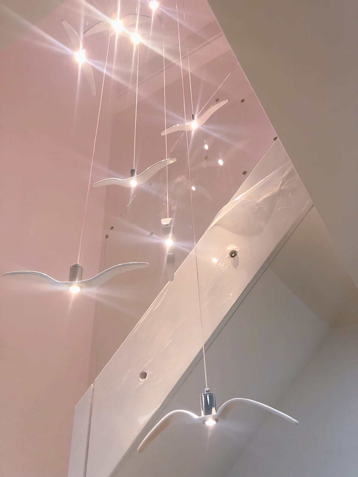 Sculptural Bird Ceiling Fixture with Adjustable Height LED Hardwired Suspension for Kitchen Islands Dining Tables Living Spaces in White or