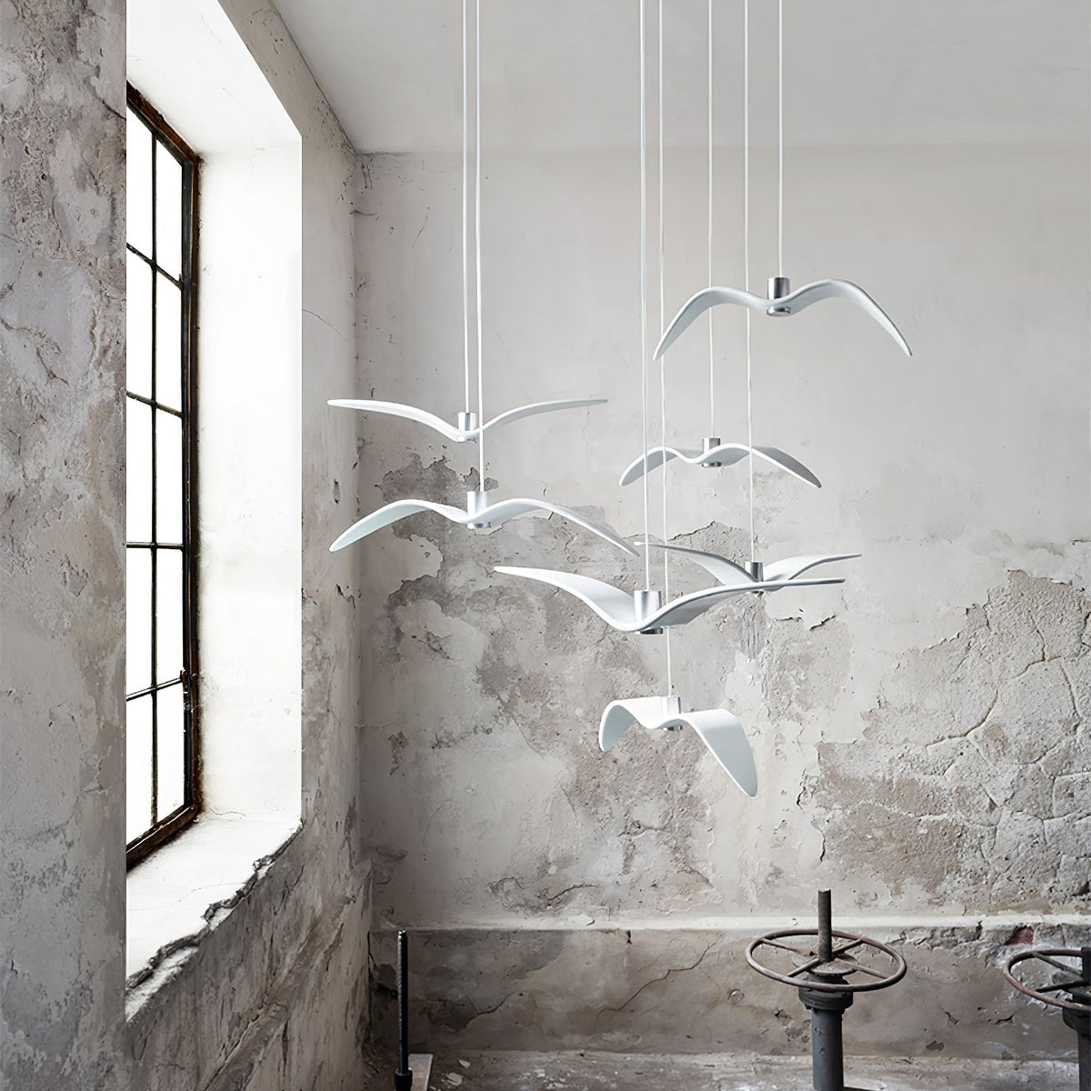 Sculptural Bird Ceiling Fixture with Adjustable Height LED Hardwired Suspension for Kitchen Islands Dining Tables Living Spaces in White or