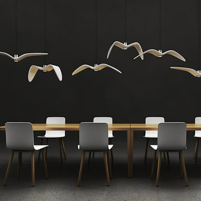 Sculptural Bird Ceiling Fixture with Adjustable Height LED Hardwired Suspension for Kitchen Islands Dining Tables Living Spaces in White or