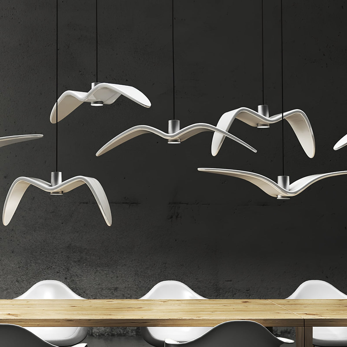 Sculptural Bird Ceiling Fixture with Adjustable Height LED Hardwired Suspension for Kitchen Islands Dining Tables Living Spaces in White or