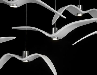 Sculptural Bird Ceiling Fixture with Adjustable Height LED Hardwired Suspension for Kitchen Islands Dining Tables Living Spaces in White or