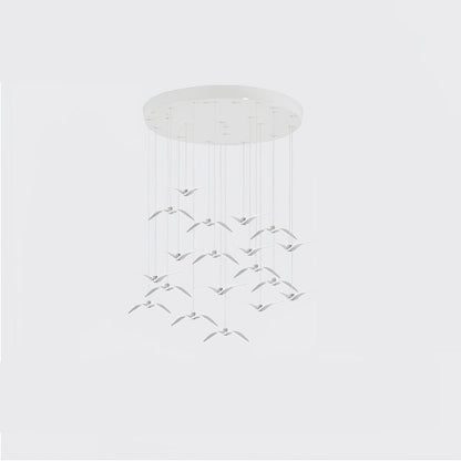 Sculptural Bird Ceiling Fixture with Adjustable Height LED Hardwired Suspension for Kitchen Islands Dining Tables Living Spaces in White or