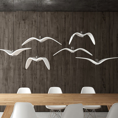 Sculptural Bird Ceiling Fixture with Adjustable Height LED Hardwired Suspension for Kitchen Islands Dining Tables Living Spaces in White or