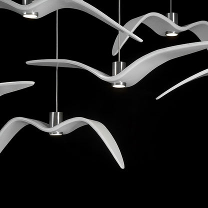 Sculptural Bird Ceiling Fixture with Adjustable Height LED Hardwired Suspension for Kitchen Islands Dining Tables Living Spaces in White or