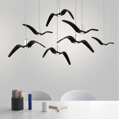Sculptural Bird Ceiling Fixture with Adjustable Height LED Hardwired Suspension for Kitchen Islands Dining Tables Living Spaces in White or