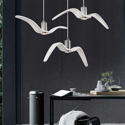 Sculptural Bird Ceiling Fixture with Adjustable Height LED Hardwired Suspension for Kitchen Islands Dining Tables Living Spaces in White or