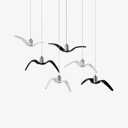 Sculptural Bird Ceiling Fixture with Adjustable Height LED Hardwired Suspension for Kitchen Islands Dining Tables Living Spaces in White or