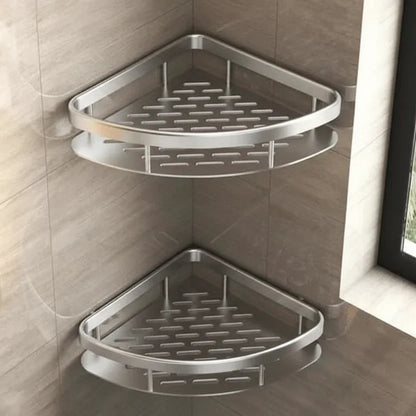 Wall-Mounted Corner Organizer Rack ABS Adhesive No-Drill Bathroom Caddy Triangle Rectangle Shape Holds Shampoo Soap Toiletries for Small Spa