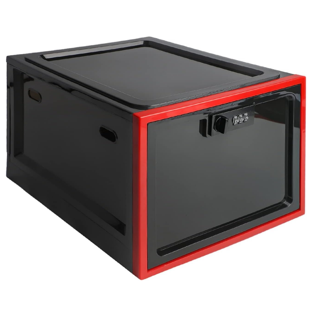 Lockable Food Storage Container with Combination Lock, Plastic Storage Bin, Clear Storage Container for Refrigerator