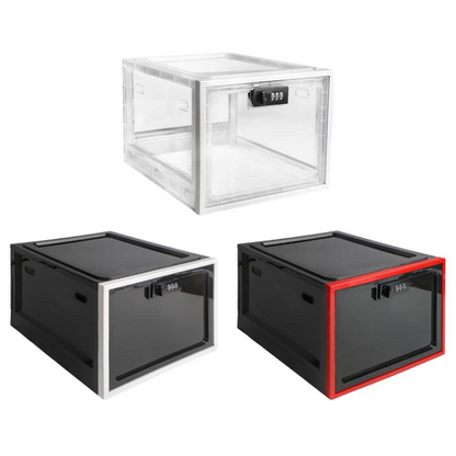 Lockable Food Storage Container with Combination Lock, Plastic Storage Bin, Clear Storage Container for Refrigerator