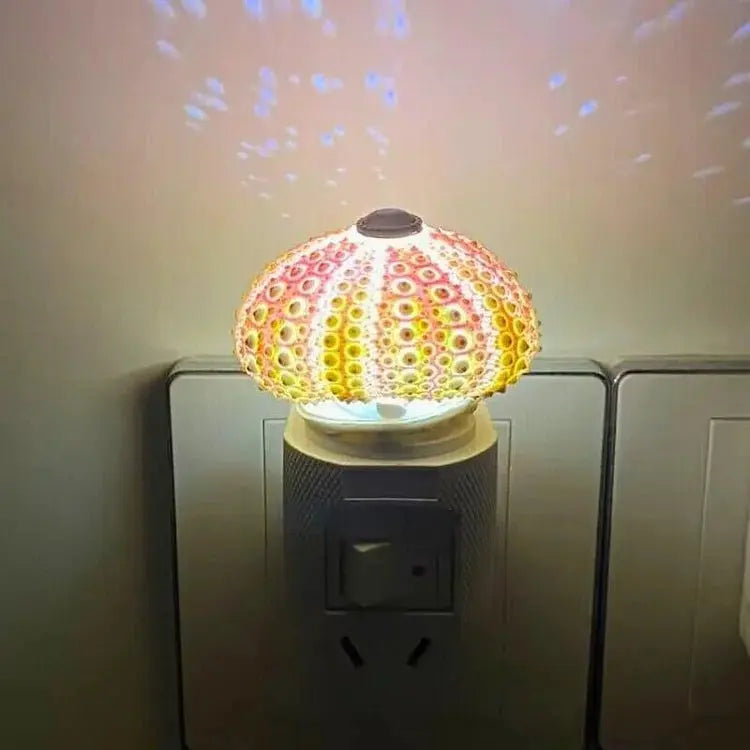 Sea Urchin Accent Night Light with Soft Ambient Glow for Bedroom Nightstand Living Room Coastal Decor Organic Shell Lamp