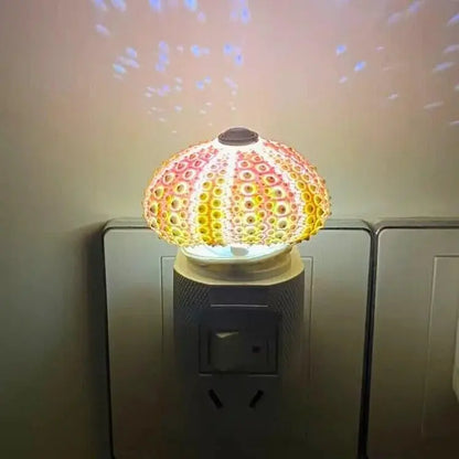 Sea Urchin Accent Night Light with Soft Ambient Glow for Bedroom Nightstand Living Room Coastal Decor Organic Shell Lamp