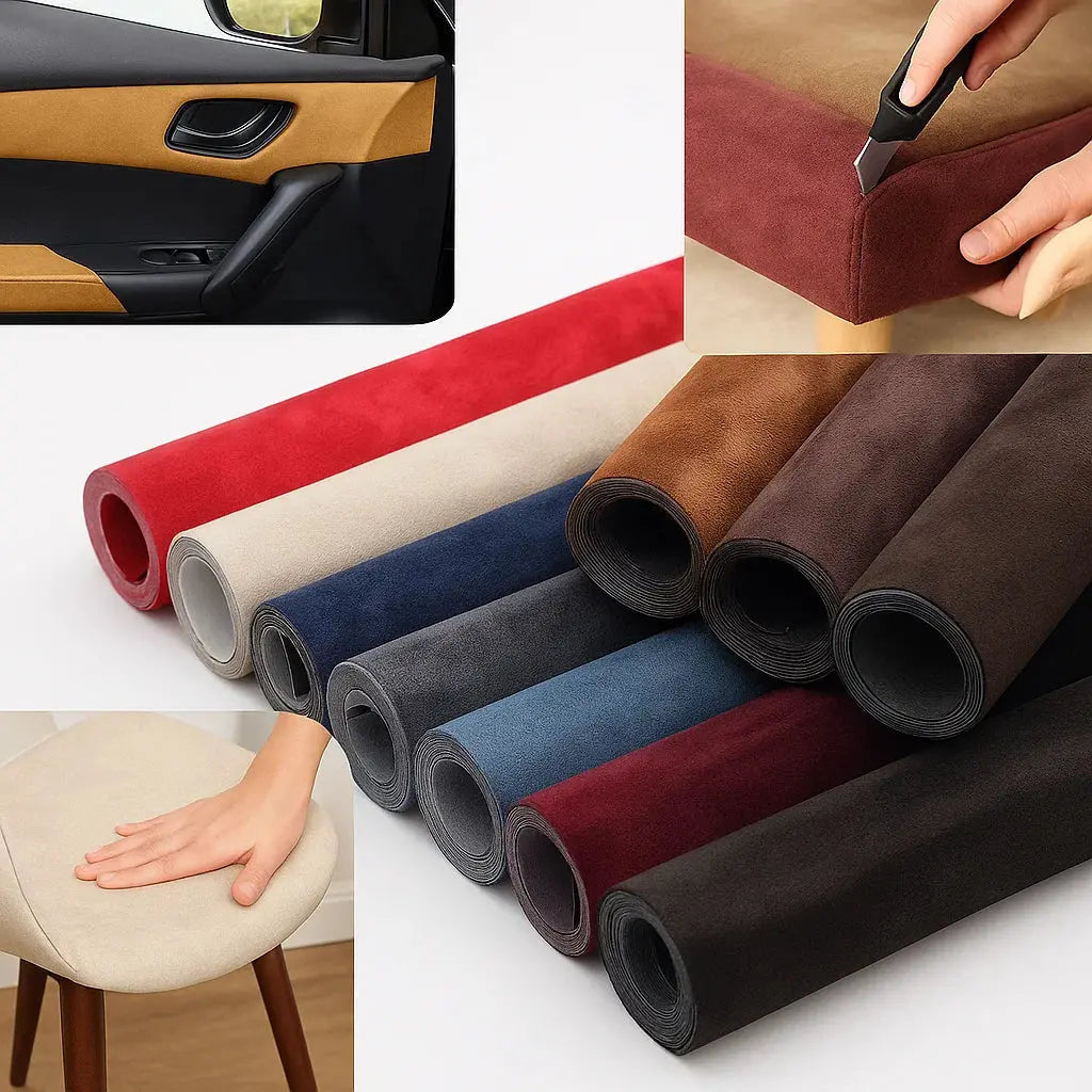 Self Adhesive Upholstery Fabric Microfiber Suede, Adhesive Fabric for Car Headliner and Door Panels, Water Resistant Suede Fabric Roll