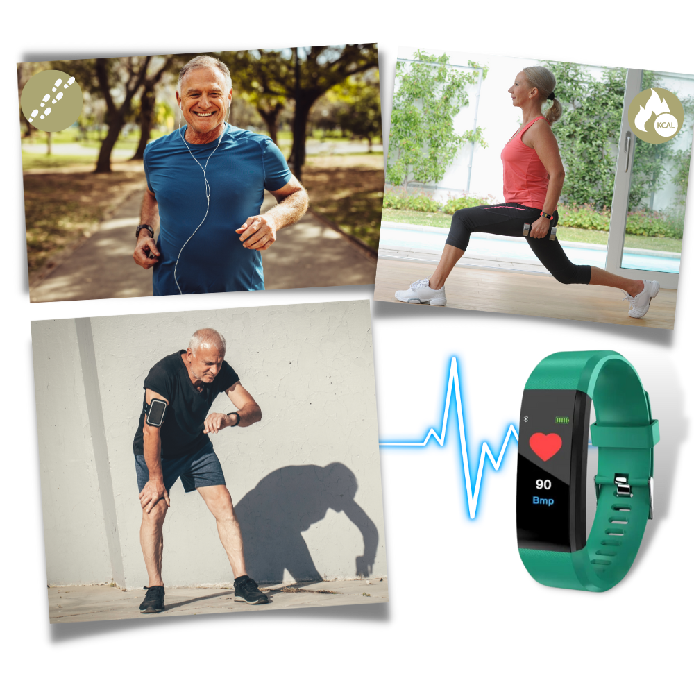Health Tracking Smartwatch with Heart Rate Monitor, Blood Pressure Tracker & Fitness Counter for Active Aging
