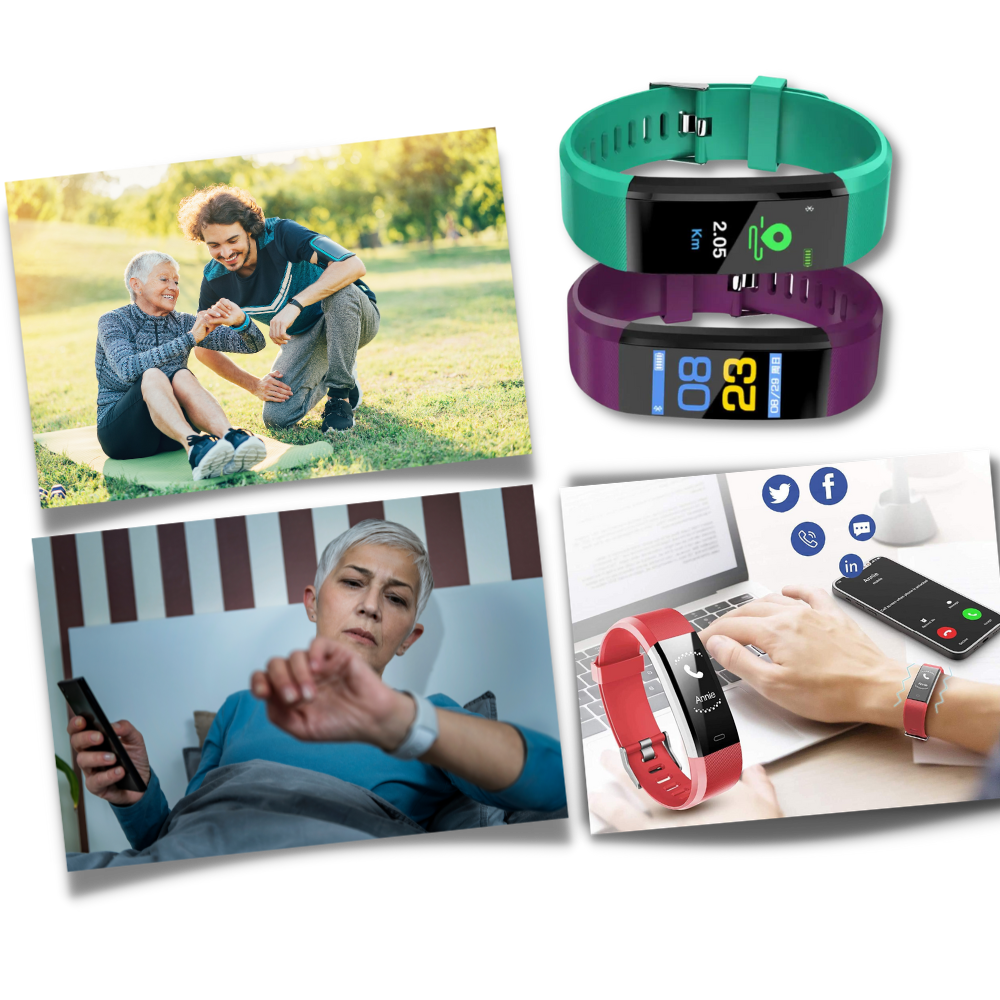Health Tracking Smartwatch with Heart Rate Monitor, Blood Pressure Tracker & Fitness Counter for Active Aging