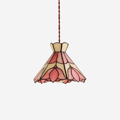 Art Glass Hanging Ceiling Fixture Floral Rose Blush Ivory 7.8 Inch Adjustable Drop Lighting for Kitchen Island Dining Table Breakfast Nook S