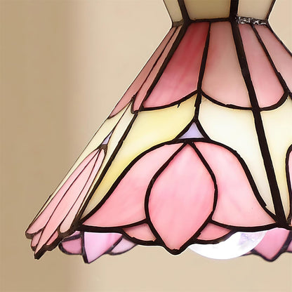 Art Glass Hanging Ceiling Fixture Floral Rose Blush Ivory 7.8 Inch Adjustable Drop Lighting for Kitchen Island Dining Table Breakfast Nook S