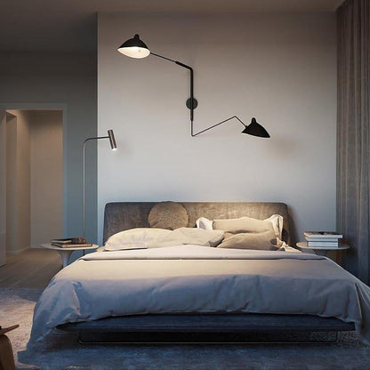 Articulated Arm Wall Sconce Black Mid-Century Modern Adjustable Swing Lamp for Living Room Bedroom Home Office Reading Light