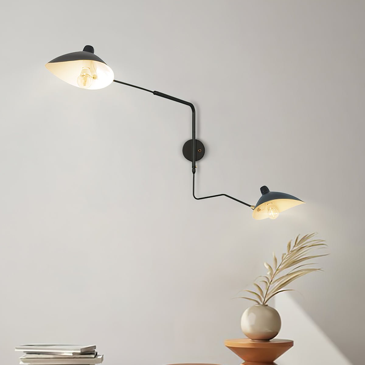 Articulated Arm Wall Sconce Black Mid-Century Modern Adjustable Swing Lamp for Living Room Bedroom Home Office Reading Light