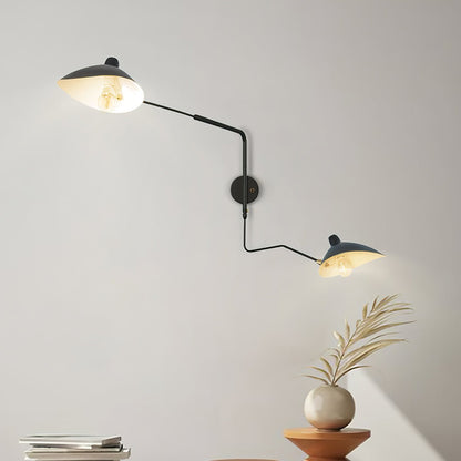Articulated Arm Wall Sconce Black Mid-Century Modern Adjustable Swing Lamp for Living Room Bedroom Home Office Reading Light