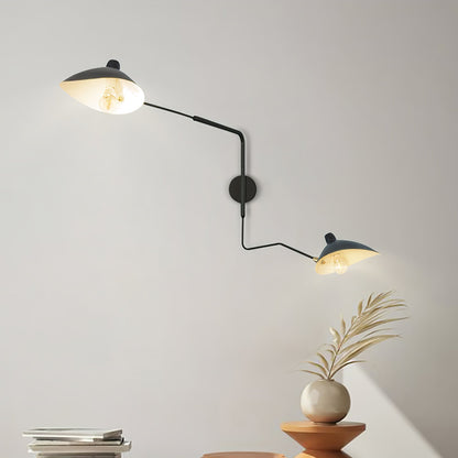 Articulated Arm Wall Sconce Black Mid-Century Modern Adjustable Swing Lamp for Living Room Bedroom Home Office Reading Light