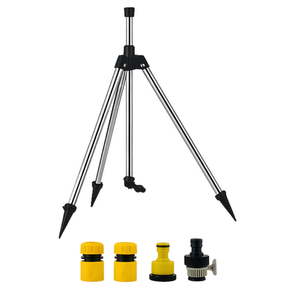 360° Rotating Tripod Sprinkler for Lawn & Garden – Adjustable Height & Spray Range, Quick-Connect Hose Fitting, Dual Spray Head