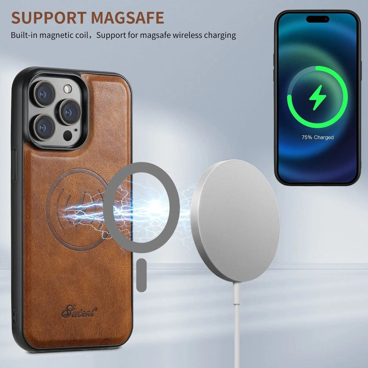 Folio Phone Case with Card Holder for iPhone 15, 15 Pro, 15 Plus, 15 Pro Max – Textured Finish with Raised Edge Protection