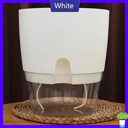 Indoor Plant Pot with Built-In Water Reservoir 9.3 Inch Tall for Succulents Herbs Houseplants Home Office Desktop Automatic Moisture Control