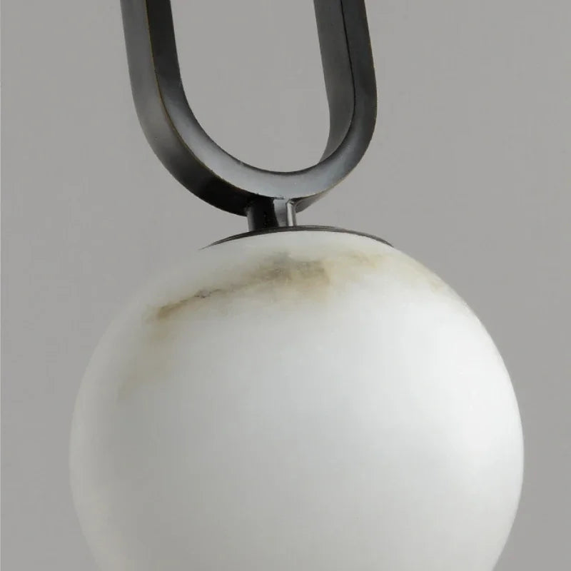 Stone Hanging Light Fixture Natural Marble Pendant with Copper Detail Black Gold for Kitchen Island Dining Room Bedroom Hotel Lobby Modern M