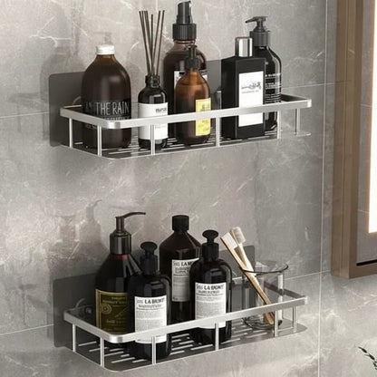 Wall-Mounted Corner Organizer Rack ABS Adhesive No-Drill Bathroom Caddy Triangle Rectangle Shape Holds Shampoo Soap Toiletries for Small Spa