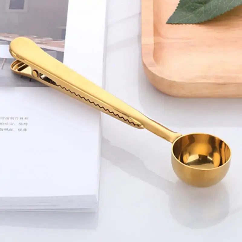 Stainless Steel Bag Sealer Scoop 7 Inch Dual Purpose Clip for Coffee Tea Storage Kitchen Pantry Organization Tool Silver Gold Black Rose Gol