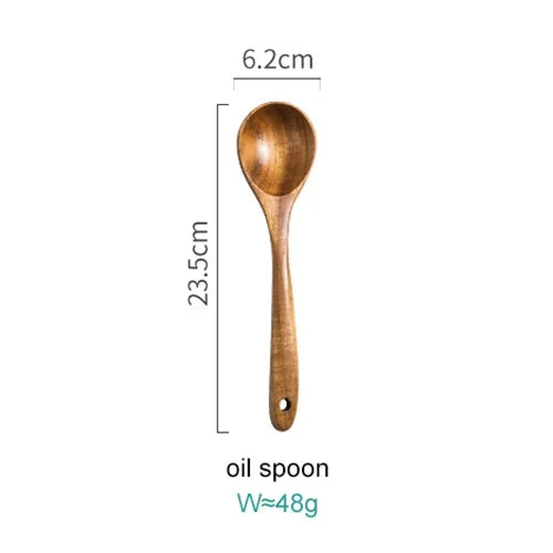 Natural Wood Kitchen Utensil Set 8-Piece with Display Stand for Cooking and Serving Non-Stick Cookware Safe Tools