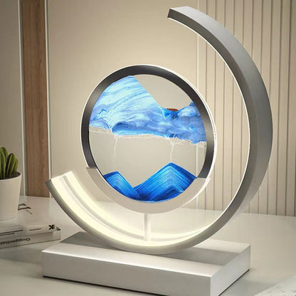 Kinetic Sand Motion Night Light with Rotating Landscape Display for Bedroom Nightstand and Living Room Ambiance