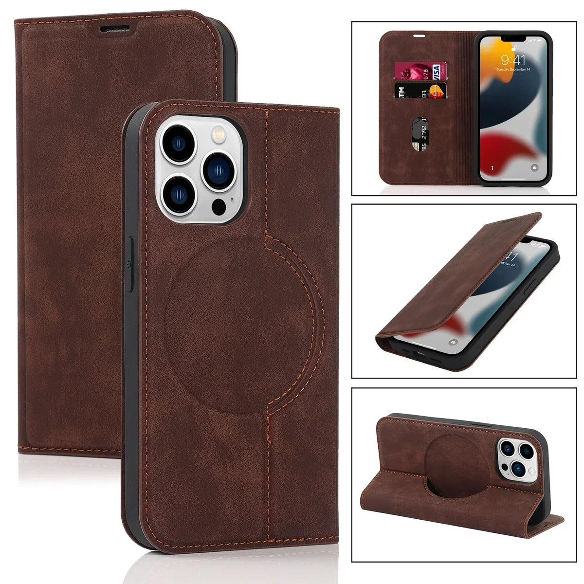 Magnetic Detachable Wallet Case for iPhone with Wireless Charging & Card Slots