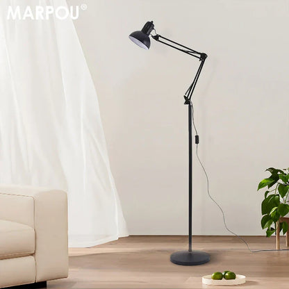 Adjustable Metal Task Floor Lamp with Rotating Head for Reading & Home Office | E27 Socket | Black Finish