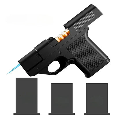 Pistol Windproof Butane Lighter with Hidden Compartment for Keys, Cash & Valuables | Refillable Torch Flame | Collectible Novelty Design