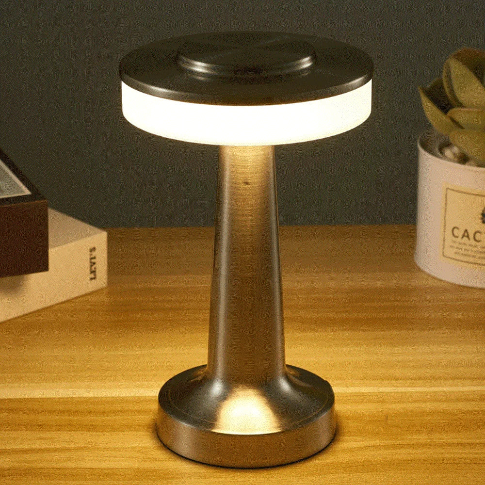 Rechargeable LED Desk Lamp with Touch Control & 3 Light Modes – Cordless Nightstand Light for Bedroom, Office & Living Room – Chrome Finish